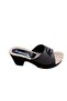 Women's Thick Self-Heeled Slippers with Stone Detail