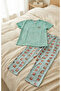 Girl's 100% Cotton Compact Combed Cotton Buttoned Crew Neck Pajama Set - 5