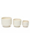 3-Piece Ceramic Flower Pot Set with Textured Design Decorative Indoor & Outdoor Planters for Succulents, Cactus, Herbs & Small Plants White - 2