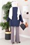 Buttoned Casual Aerobin Kimono Navy Blue - 4