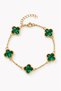 Women's Steel Bracelet - Clover Design with Green Crystal Stones, Set of 5 • Gift for Lover • Wife • Mother - 3