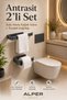 Anthracite Lamalı 2-Piece Bathroom Set, Lamalı Solo Towel Paper Holder, Lamalı Toilet Paper Holder, Both Adhesive and Mountable Product