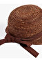 Bow Detailed Kep Straw Hat with Wide Visor - 4