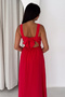 Women's Double-Breasted Collar Waist Cut-Out Maxi Dress - 6