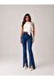 Mamaliga Blue High Waist Lycra Spanish Leg Jeans with Slit Hem - 2