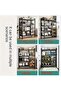 Modern 4-Tier Kitchen Storage Rack, Metal Frame with Wooden Shelves, Microwave Stand with Utility Baskets, Floor Cooking Workbench, Fruit & Vegistables Cart, Multi-Purpose Organizer (Gray) - 5
