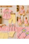 100% Cotton Linen Fabric Daisy Patterned Baby Girl Tunic & Half-Leggings - Top and Bottom Two-Piece Set - 6