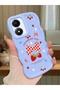 Vivo Y02S Compatible Case Camera Protector Blue Silicone Couple Phone Case Strawberry Pattern