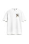 Stretching Sleepy Cat Minimal Printed Design Relax Fit White T-Shirt