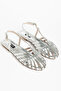 Lattice Design Ribbed Flat Sole Women's Sandals