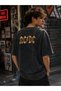 Unisex Black Oversized 100% Cotton Back and Front Printed Crew Neck Street Style T-Shirt Acdc - 2