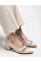 Women's Stone Detailed Closed-Front 6 cm Thick Heeled Shoes