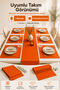 7 Piece Tableware Set Gabardine Fabric Orange Runner 40X160 cm 6 Placemats 35X45 cm - 8