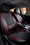 غطاء مقعد سيارة BMW 5 Series 520 متوافق مع الجلد بتفاصيل دقيقة، طقم كامل مع دعم للخصر باللون الأسود والأحمر
