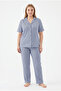 Summer women's lycra polka dot button-down pajama set