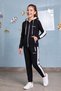 Girl's Potential Thick Striped Hooded Straight-Leg Diver Fabric Tracksuit Set Esf7016 - 3