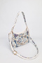 Women's Premium Zippered Patterned White Belt Strap Chain Detailed Hand Shoulder Crossbody Bag Alba - 2