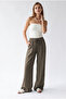 2202 Women's Strawberry Draped Elastic Wide Leg Loose Trousers Brown - 4