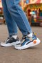 Boy's Gray Black Blue Velcro Mesh Thick Sole Sports Shoes Casual Sneaker