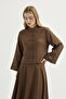 Hakim Yaka Britli Modal Shirt Skirt Set Chestnut - 2
