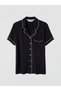 Alita City with a Difference of Lcw Dream Black Combed Cotton Plain Short Sleeve Women's Shorts Pajama Set - 6
