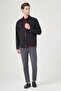 Black Berber Collar Gabardine Plain Slim Fit Casual Coat 1007260151
