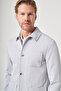 Stone Berber Collar Striped Patterned Seersucker Slim Fit Casual Coat 1007260153 - 4