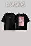 Hubb Pink Hali Design Back Printed Cotton Black Oversize T-Shirt