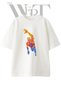 Colorful Swimmer Design Printed Unisex White Oversize T-Shirt
