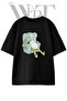 Frog Armchair Design Printed Unisex Black Oversize T-Shirt