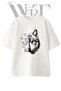 Blue-Eyed Wolf Design Printed Unisex White Oversize T-Shirt