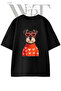 Schnauzer Heart Design Printed Unisex Black Oversize T-Shirt