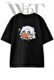 Frieren Chibi Design Printed Unisex Black Oversize T-Shirt