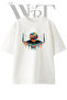 Abstract Volleyball Design Printed Unisex White Oversize T-Shirt