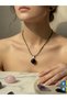 Natural Black Onyx Stone Round Ball Shape Pendant Necklace with black cord,14mm size