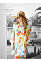 Colorful Coast Patterned Shirt Collar Viscose Summer Dress - 3