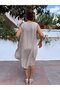 Italian Sleeveless Striped Dress Mink - 4