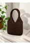 Handmade V Model Paper Rope Straw Brown Color Bag - Hand Knitted Women's Daily Shoulder Bag