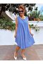 Italian Sleeveless Striped Dress Cobalt Blue - 3