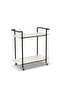 Multipurpose Serving Cart with Wheel, Riffed Handle and Metal Frame – Marble White - 5