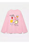 100% Cotton Oversize Fit Orange Pie Printed - Crew Neck Long Sleeve T-Shirt