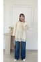 Women's Striped Design Voile Shirt with Lace-Up Collar