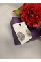 Zircon Stone Branch Model Silver Color Steel Earrings - 3