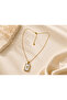 316L Steel Gold Letter t Rectangular Stone-Looking Necklace
