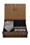 Silver Gray Color Tie Set in Wooden Box |   Tie |   Pocket Handkerchief |   Cufflink |   Socks