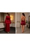 Burgundy Satin Lace Robe and Nightgown 2-Piece Women's Nightgown Set - 5