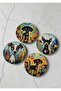 Pop Art Dog Patterned Decorative Wooden Coaster Diameter 10 cm - 2