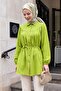 Rope Belted Fat Green Shirt Tunic - 2