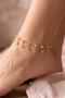 Zircon Stone Heart Model Dangle Gold Color Anklet - 2