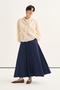 Women's Flared Jean Skirt Pants Navy Blue